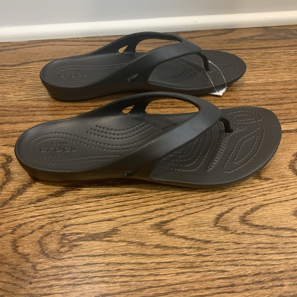Crocs Kadee II Black Flip Flop Sandals Adult Women's Size 9 - 202492-001